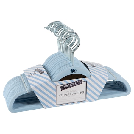 Simplify Kids Velvet Hangers in Light Blue, 25PK 3224-LBLUE